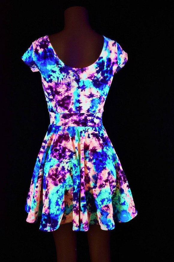 Acid Splash UV Glow Skater Dress - Coquetry Clothing
