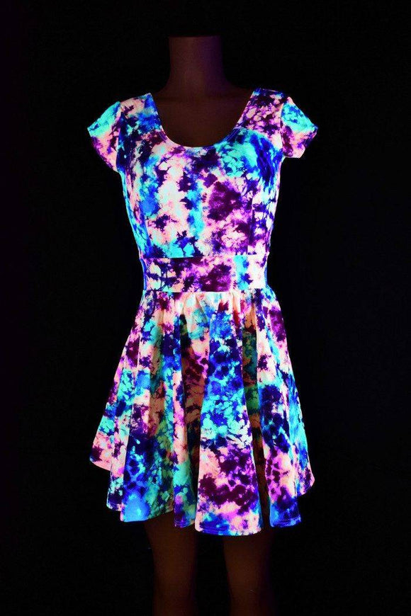 Acid Splash UV Glow Skater Dress - Coquetry Clothing