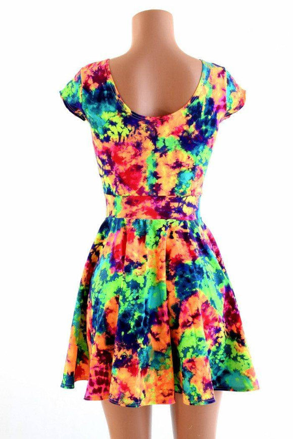 Acid Splash UV Glow Skater Dress - Coquetry Clothing