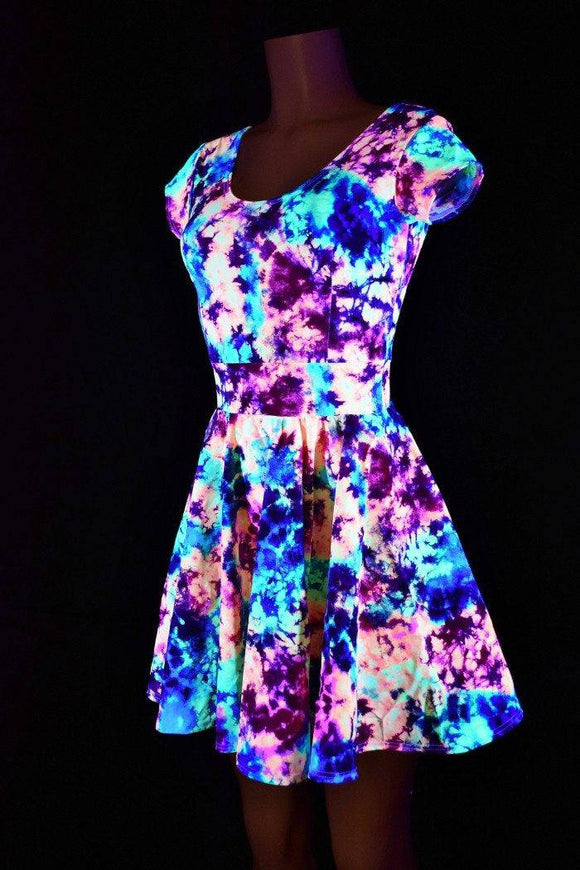 Acid Splash UV Glow Skater Dress - Coquetry Clothing