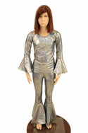 Girls Silver Holographic Flares & Top Set - 4