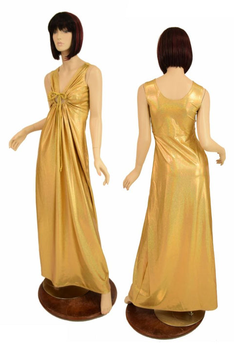 Gold Sparkly Grecian Gown - Coquetry Clothing