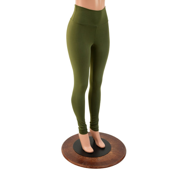 Army Green Soft Knit High Waist Leggings READY to SHIP - 2