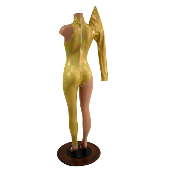 Asymetrical One Legged Catsuit with Mega Sharp Shoulder Sleeve - Coquetry Clothing
