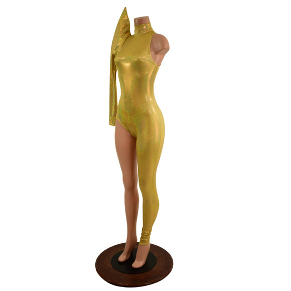 Asymetrical One Legged Catsuit with Mega Sharp Shoulder Sleeve - Coquetry Clothing