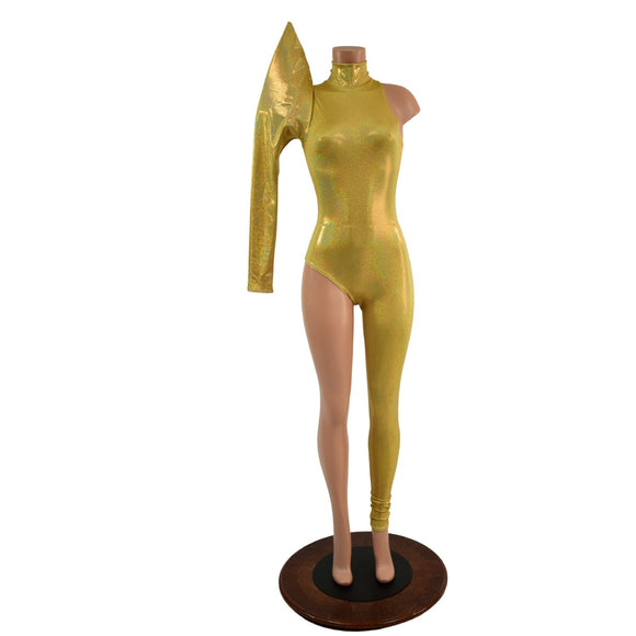 Asymetrical One Legged Catsuit with Mega Sharp Shoulder Sleeve - Coquetry Clothing