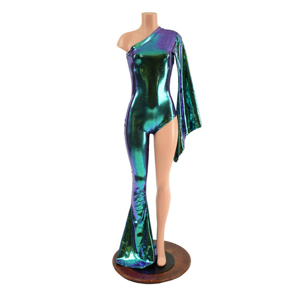 Asymetrical Scarab Holographic Catsuit - Coquetry Clothing