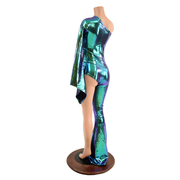Asymetrical Scarab Holographic Catsuit - Coquetry Clothing