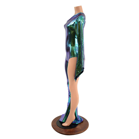 Asymetrical Scarab Holographic Catsuit - Coquetry Clothing