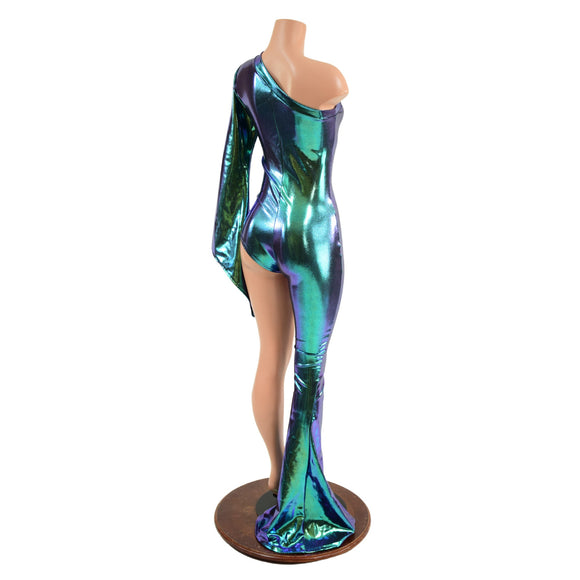Asymetrical Scarab Holographic Catsuit - Coquetry Clothing
