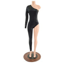 Asymmetrical Black Mystique Catsuit - Coquetry Clothing