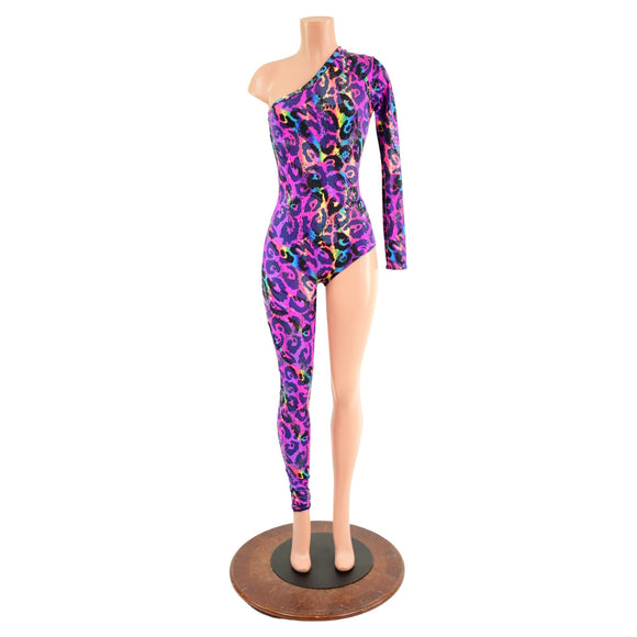 Asymmetrical Rainbow Leopard Catsuit - Coquetry Clothing