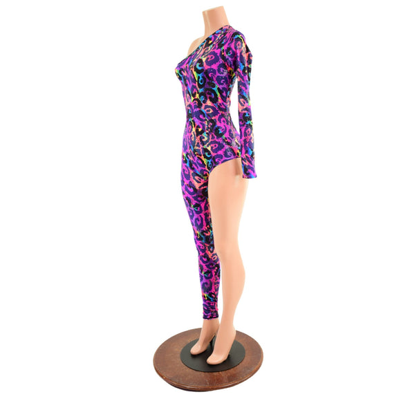 Asymmetrical Rainbow Leopard Catsuit - Coquetry Clothing