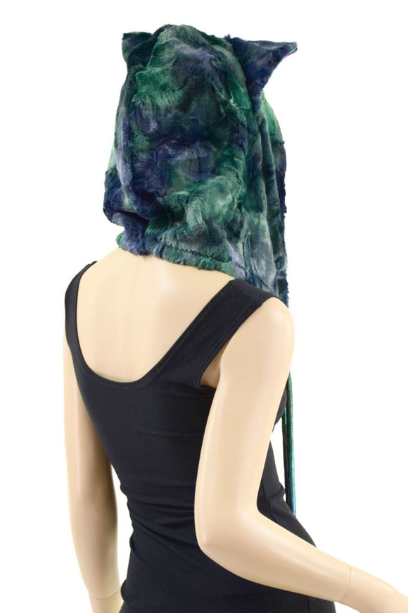 Atlantis Minky Faux Fur Kitty Ear Pom Pom Hood - Coquetry Clothing