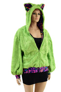 Avocado Minky Balloon Sleeve Long Banded Jacket with Fox Ears - 2