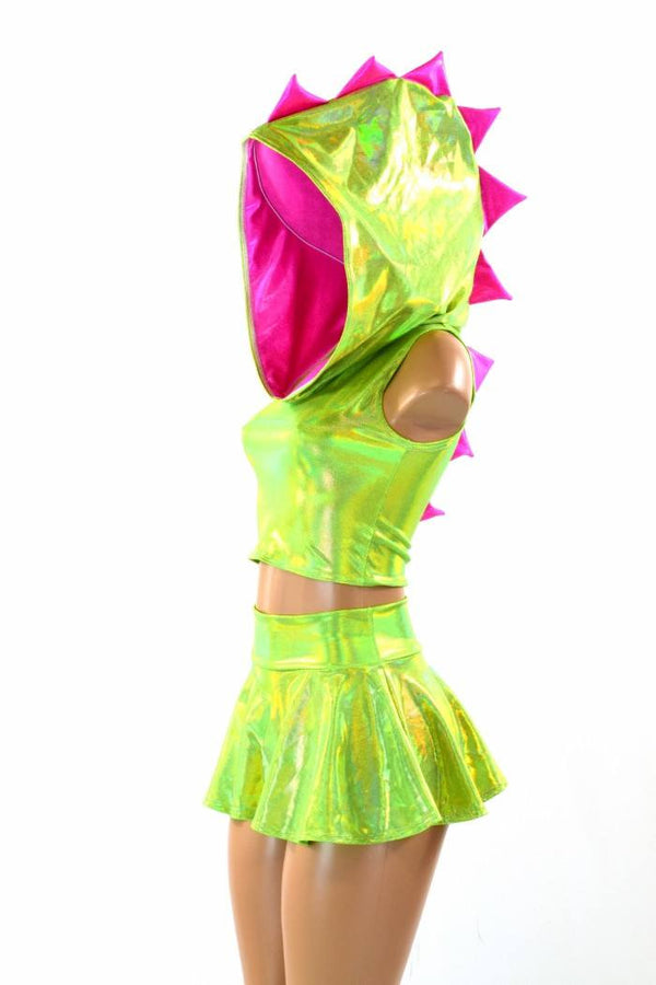 Lime Green Dragon Hoodie & Skirt - 1