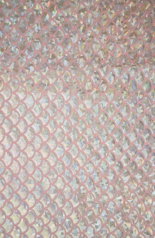 Silver & Pink Scale Fabric - 5