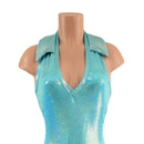 Backless Bell Bottom Catsuit with V Neck and Demi Collar - Coquetry Clothing
