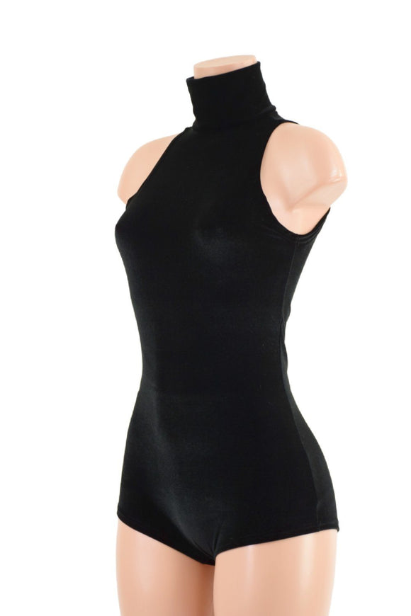Backless Black Velvet Romper - Coquetry Clothing