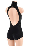 Backless Black Velvet Romper - 5