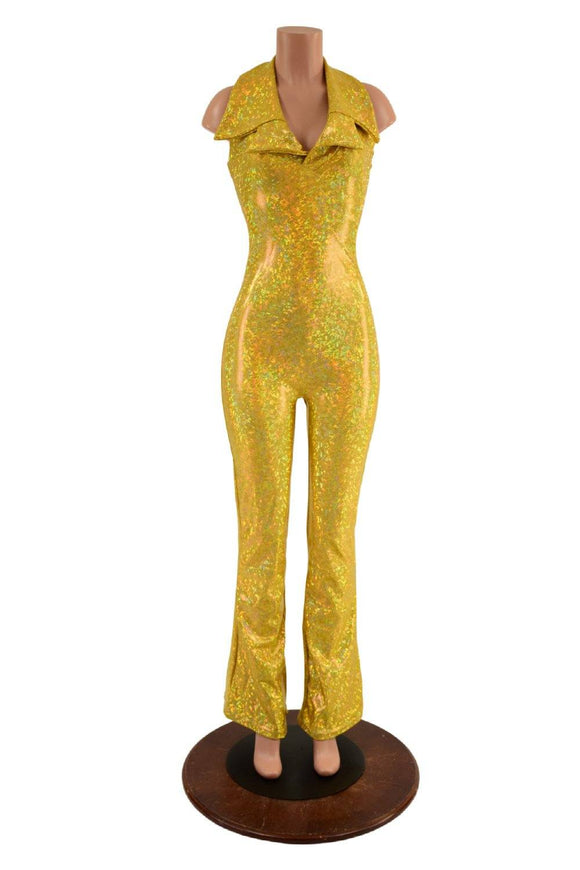 Backless Bootcut Catsuit with Showtime Collar - Coquetry Clothing