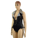 Backless Plunging Romper with Triple Laceup and Showtime Collar - Coquetry Clothing