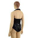 Backless Plunging Romper with Triple Laceup and Showtime Collar - Coquetry Clothing