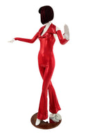 Backless Red Catsuit with Finger Loop Arm Warmers - Coquetry Clothing