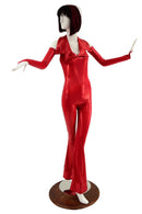 Backless Red Catsuit with Finger Loop Arm Warmers - Coquetry Clothing