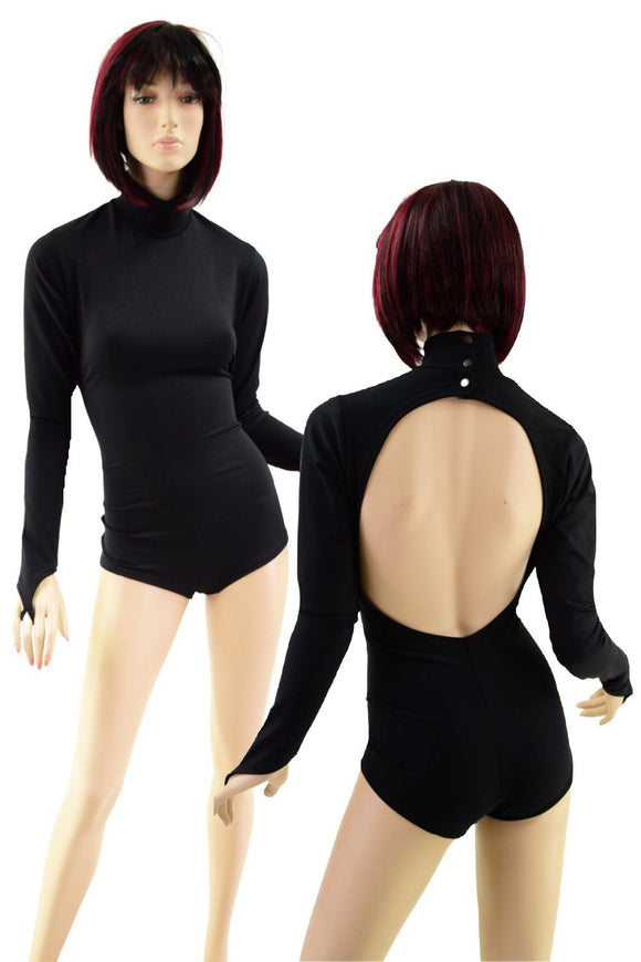 Backless Romper with Snapback Turtleneck and Fingerloops - Coquetry Clothing