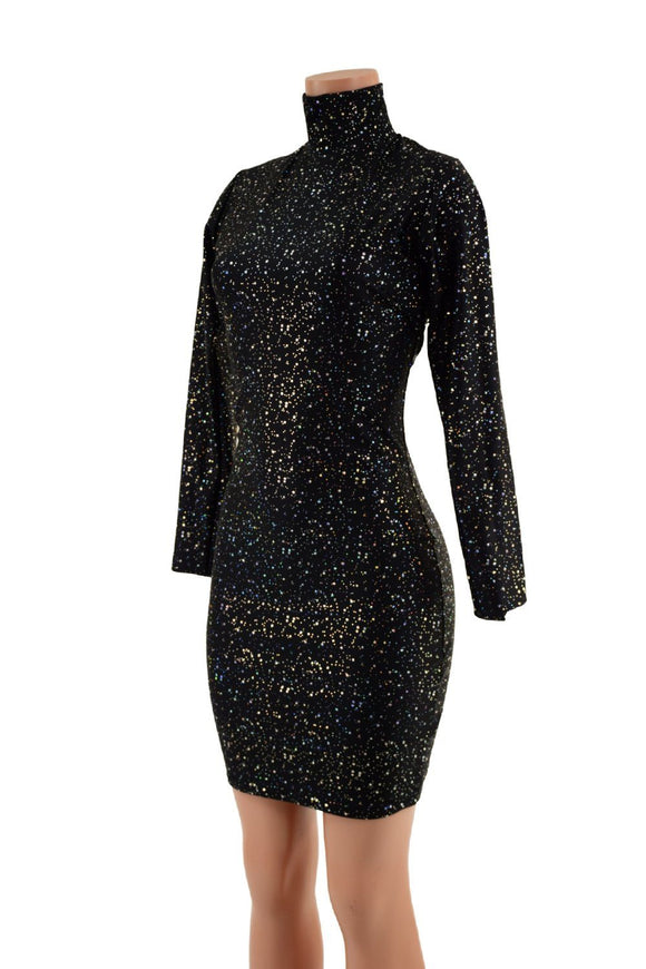 Backless Star Noir Bodycon Dress with Snap Back Turtleneck - Coquetry Clothing