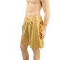 Mens Basketball Shorts with Pockets in Gold Sparkly Jewel - 1