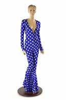 Bell Bottom Catsuit in Blue and White Stars - Coquetry Clothing