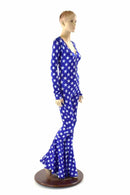 Bell Bottom Catsuit in Blue and White Stars - Coquetry Clothing