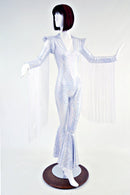 Bell Bottom Catsuit with 30" Long Fringe Arm Warmers - Coquetry Clothing
