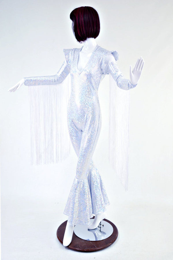Bell Bottom Catsuit with 30" Long Fringe Arm Warmers - 4