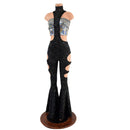 Bell Bottom Flare UFO Suit with Triple Cutouts and O - rings - Coquetry Clothing