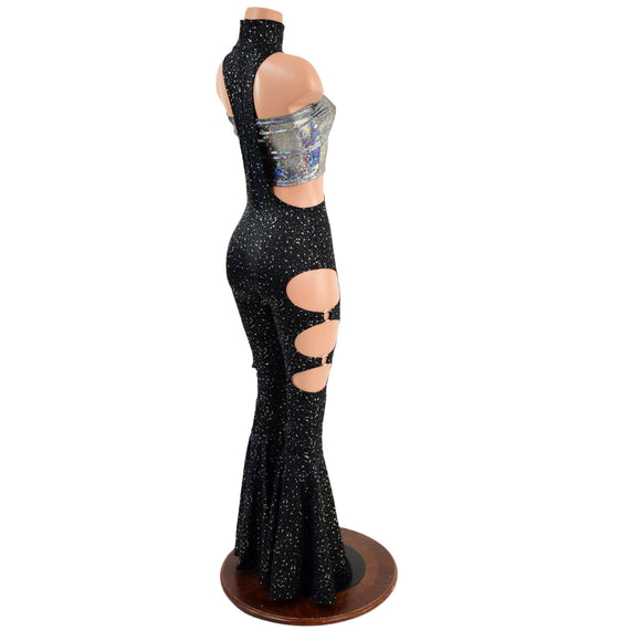 Bell Bottom Flare UFO Suit with Triple Cutouts and O - rings - Coquetry Clothing