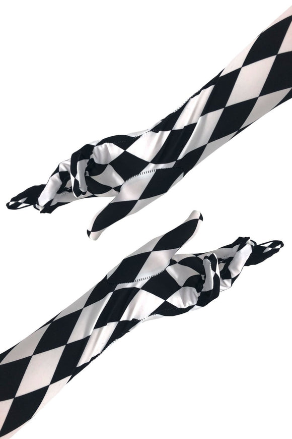 Black And White Diamond Print Gloves - Coquetry Clothing