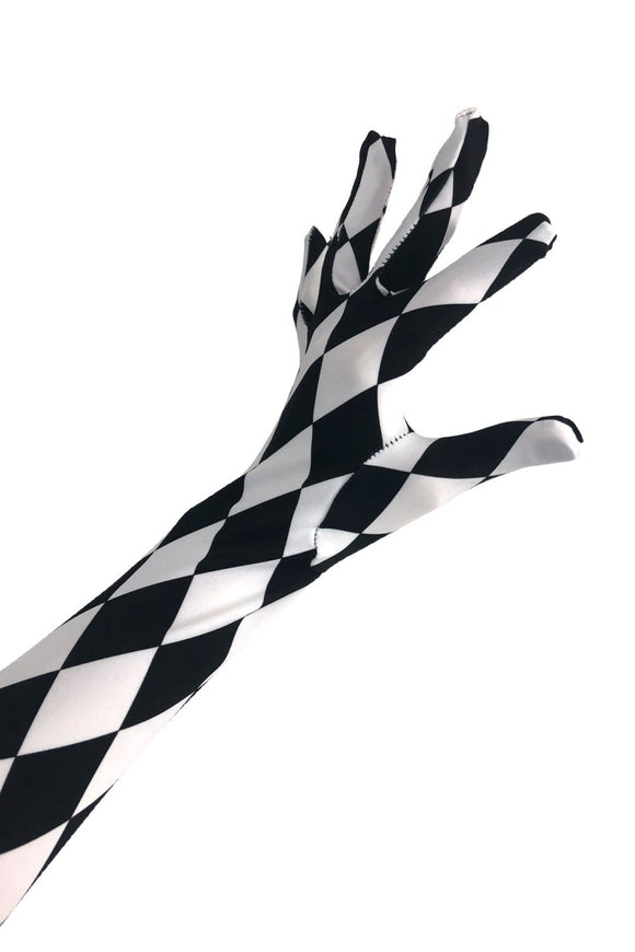 Black And White Diamond Print Gloves - Coquetry Clothing