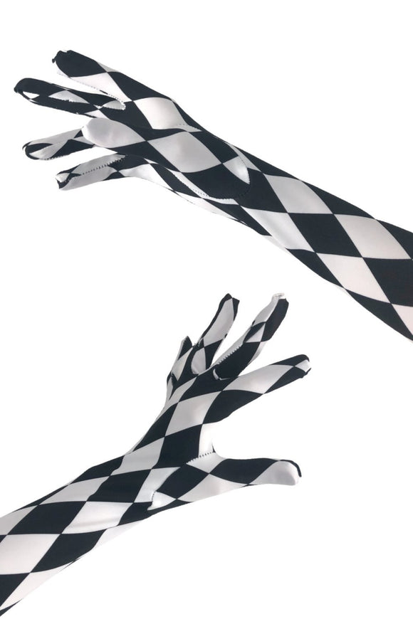 Black And White Diamond Print Gloves - Coquetry Clothing