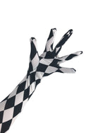 Black And White Diamond Print Gloves - 1