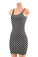 Black and White Polka Dot Thin Strap Tank Dress - 1