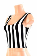 Black and White Stripe Crop Tank Top - 1