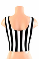 Black and White Stripe Crop Tank Top - 4