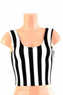 Black and White Stripe Crop Tank Top - 2