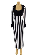 Black and White Striped Tina Gown - Coquetry Clothing