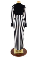 Black and White Striped Tina Gown - 4