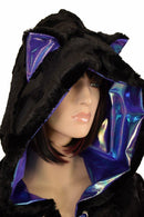 Black Balloon Sleeve Kitty Ear Minky Shrug - Coquetry Clothing