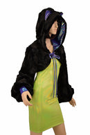 Black Balloon Sleeve Kitty Ear Minky Shrug - Coquetry Clothing